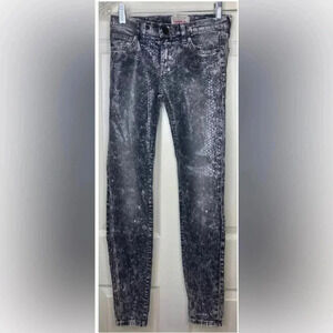 Woman CURRENT ELLIOT gray Snakeskin Pattern Skinny Ankle. Jeans Sz 23 Stretch